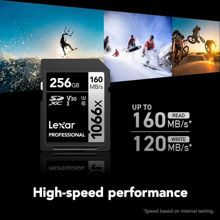 Lexar - Carte SDXC UHS-I 1066 x Professional Silver Series, Jusqu'à 160 Mo/s de Lecture, Capacité de 256GO - Simple Boutique