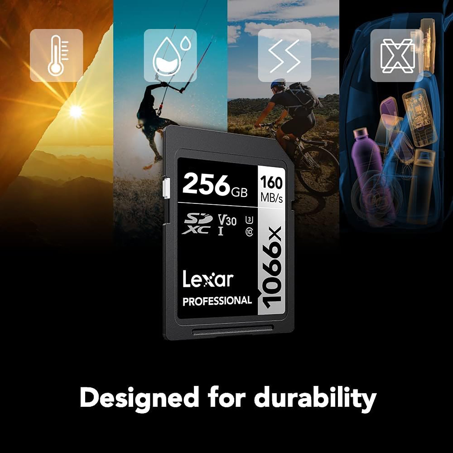 Lexar - Carte SDXC UHS-I 1066 x Professional Silver Series, Jusqu'à 160 Mo/s de Lecture, Capacité de 256GO - Simple Boutique