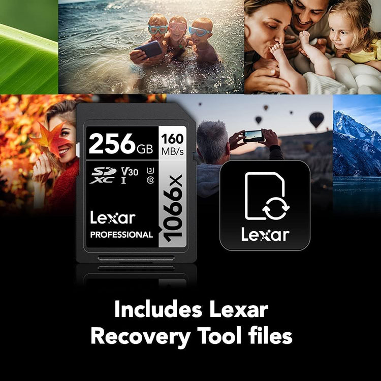 Lexar - Carte SDXC UHS-I 1066 x Professional Silver Series, Jusqu'à 160 Mo/s de Lecture, Capacité de 256GO - Simple Boutique