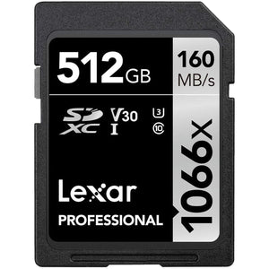 Lexar - Carte SDXC UHS-I 1066 x Professional Silver Series, Jusqu'à 160 Mo/s de Lecture, Capacité de 512GO - Simple Boutique