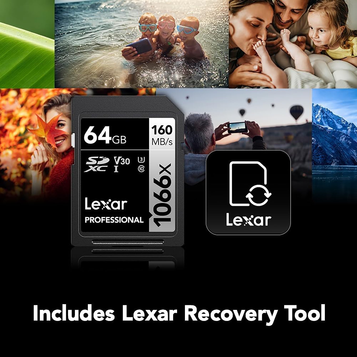 Lexar - Carte SDXC UHS-I 1066 x Professional Silver Series, Jusqu'à 160 Mo/s de Lecture, Capacité de 64GO - Simple Boutique