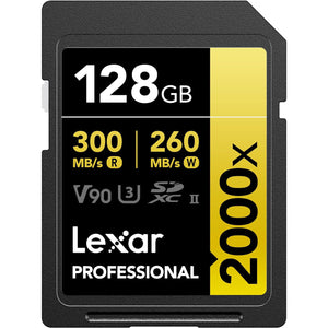 Lexar - Carte SDXC UHS-II 2000X Professional, Jusqu'à 300 Mo/s en Lecture, Capacité de 128GO - Simple Boutique
