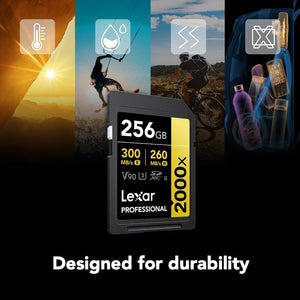 Lexar - Carte SDXC UHS-II 2000X Professional, Jusqu'à 300 Mo/s en Lecture, Capacité de 256GO - Simple Boutique