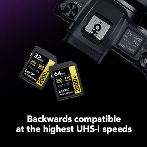 Lexar - Carte SDXC UHS-II 2000X Professional, Jusqu'à 300 Mo/s en Lecture, Capacité de 64GO - Simple Boutique
