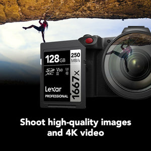Lexar - Carte SDXC UHS-II/U3 1667X Professional, Jusqu'à 250 Mo/s de Lecture, Capacité de 128GO - Simple Boutique