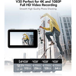 Lexar - Carte microSDXC UHS-I Avec Adaptateur SD, Jusqu'à 160 Mo/s en Lecture, Capacité de 64GO - Simple Boutique