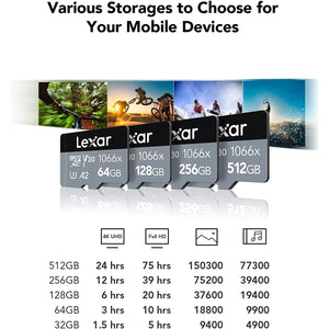 Lexar - Carte microSDXC UHS-I Avec Adaptateur SD, Jusqu'à 160 Mo/s en Lecture, Capacité de 64GO - Simple Boutique