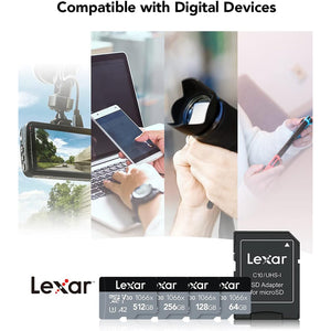 Lexar - Carte microSDXC UHS-I Avec Adaptateur SD, Jusqu'à 160 Mo/s en Lecture, Capacité de 64GO - Simple Boutique