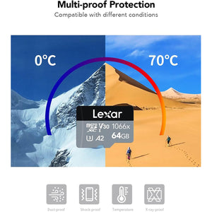 Lexar - Carte microSDXC UHS-I Avec Adaptateur SD, Jusqu'à 160 Mo/s en Lecture, Capacité de 64GO - Simple Boutique