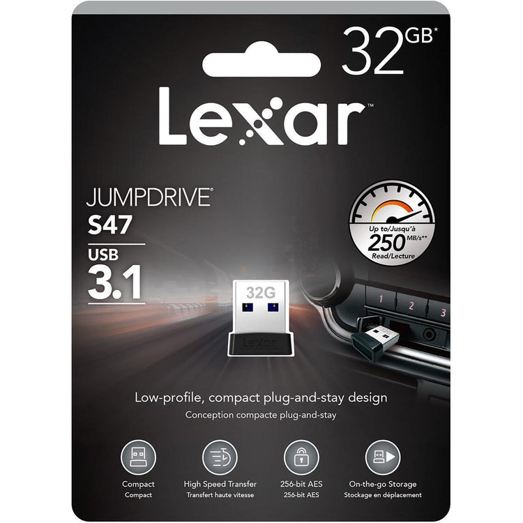 Lexar - Clé USB 3.1 Extra-Fine JumpDrive S47, Jusqu'à 250 Mo/s en Lecture, Capacité de 32GO - Simple Boutique