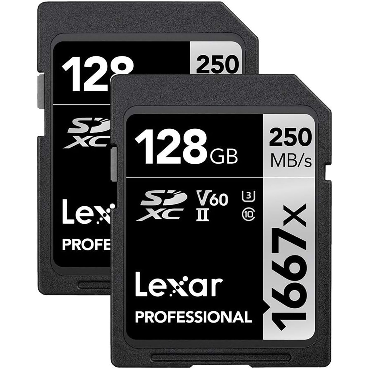 Lexar - Lot de 2 Cartes SDXC UHS-II/U3 1667X Professional, Jusqu'à 250 Mo/s de Lecture, Capacité de 128GO - Simple Boutique