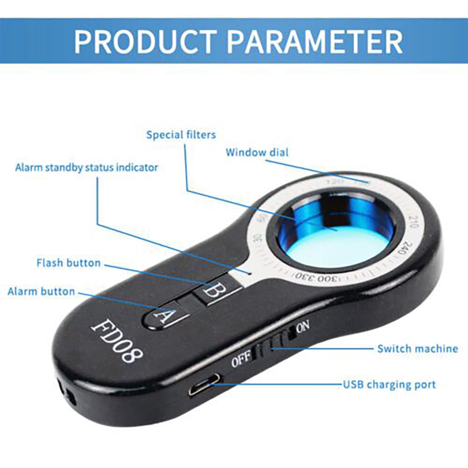 Linkit Security - Détecteur de Caméra Cachée avec Une Distance de Balayage de 10 Mètres, Noir - Simple Boutique