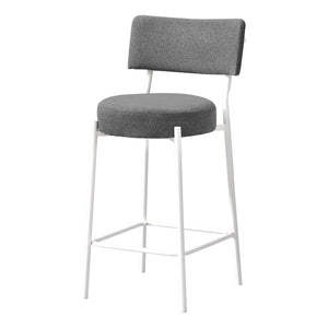Monarch Speacialties I 2247 - Tabouret De Bar, Hauteur Du Comptoir, Ensemble De 2, Cuisine, Tissu Gris, Métal Blanc, Contemporain, Moderne - Simple Boutique