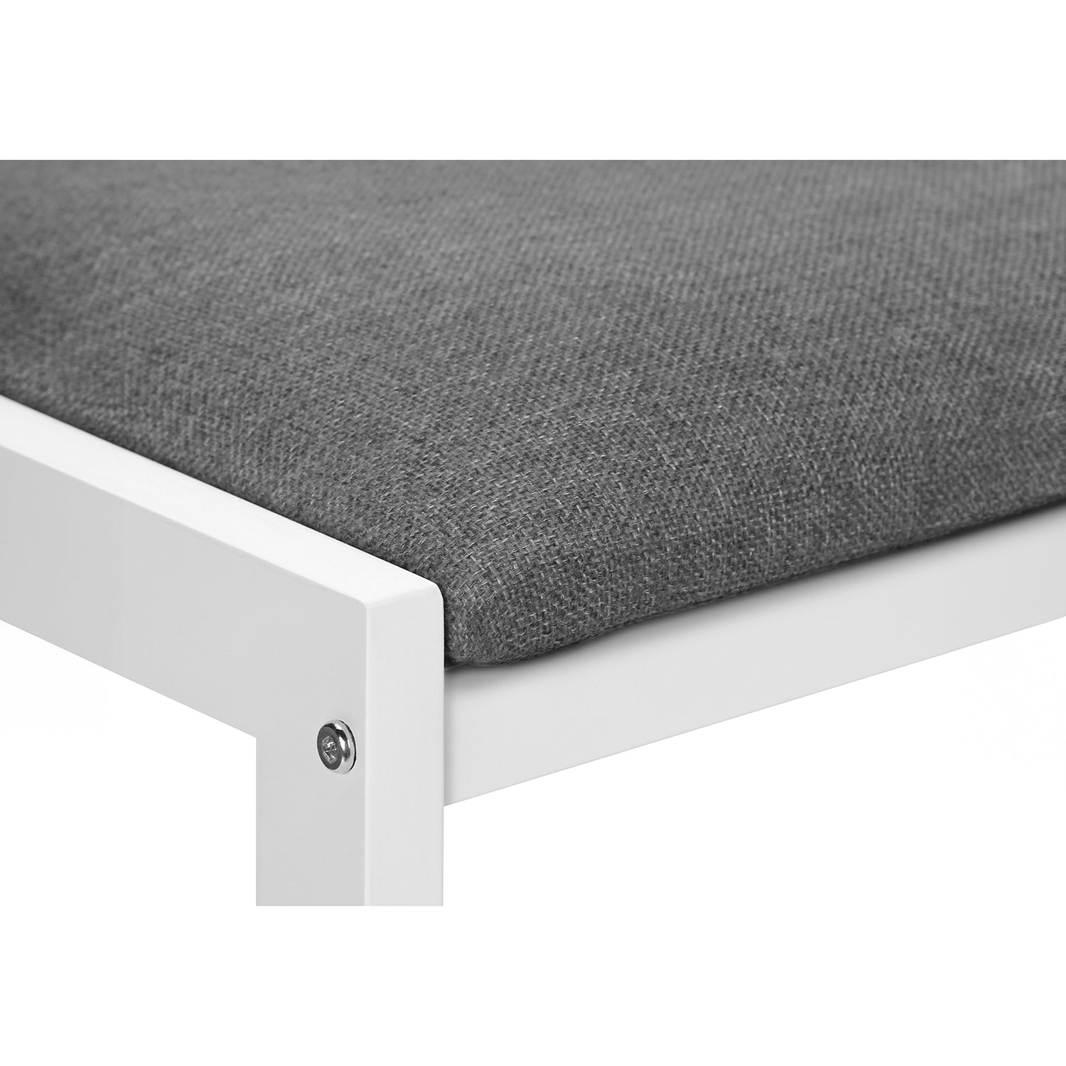 Monarch Specialties I 1011 - Ensemble De Table À Manger, Ensemble 3pcs, Petit, Tablette Rabattante 35", Cuisine, Métal Blanc Et Laminé, Tissu Gris, Contemporain, Moderne - Simple Boutique
