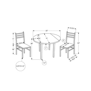 Monarch Specialties I 1011 - Ensemble De Table À Manger, Ensemble 3pcs, Petit, Tablette Rabattante 35", Cuisine, Métal Blanc Et Laminé, Tissu Gris, Contemporain, Moderne - Simple Boutique