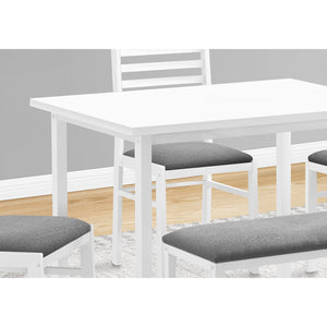 Monarch Specialties I 1031 - Ensemble Salle A Manger, 5pcs Ensemble, 40" Rectangulaire, Cuisine, Petit, Métal Blanc Et Laminé, Tissu Gris, Contemporain, Moderne - Simple Boutique