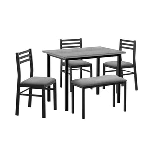 Monarch Specialties I 1037 - Ensemble Salle A Manger, 5pcs Ensemble, 40" Rectangulaire, Cuisine, Petit, Métal Noir, Stratifié Gris, Tissu Gris, Contemporain, Moderne - Simple Boutique