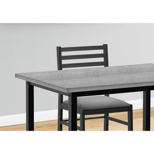 Monarch Specialties I 1037 - Ensemble Salle A Manger, 5pcs Ensemble, 40" Rectangulaire, Cuisine, Petit, Métal Noir, Stratifié Gris, Tissu Gris, Contemporain, Moderne - Simple Boutique