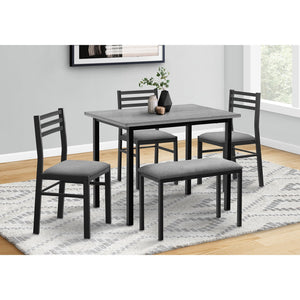 Monarch Specialties I 1037 - Ensemble Salle A Manger, 5pcs Ensemble, 40" Rectangulaire, Cuisine, Petit, Métal Noir, Stratifié Gris, Tissu Gris, Contemporain, Moderne - Simple Boutique