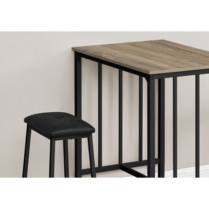 Monarch Specialties I 1143 - Ens Salle A Manger, Ensemble De 3 Pièces, Hauteur Du Comptoir, 36" Rectangulaire, Petit, Cuisine, Stratifié Brun, Métal Noir, Contemporain, Moderne - Simple Boutique