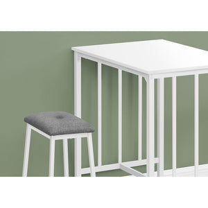 Monarch Specialties I 1147 - Ens Salle A Manger, Ensemble De 3 Pièces, Hauteur Du Comptoir, 36" Rectangulaire, Petit, Cuisine, Stratifié Blanc, Métal Blanc, Contemporain, Moderne - Simple Boutique