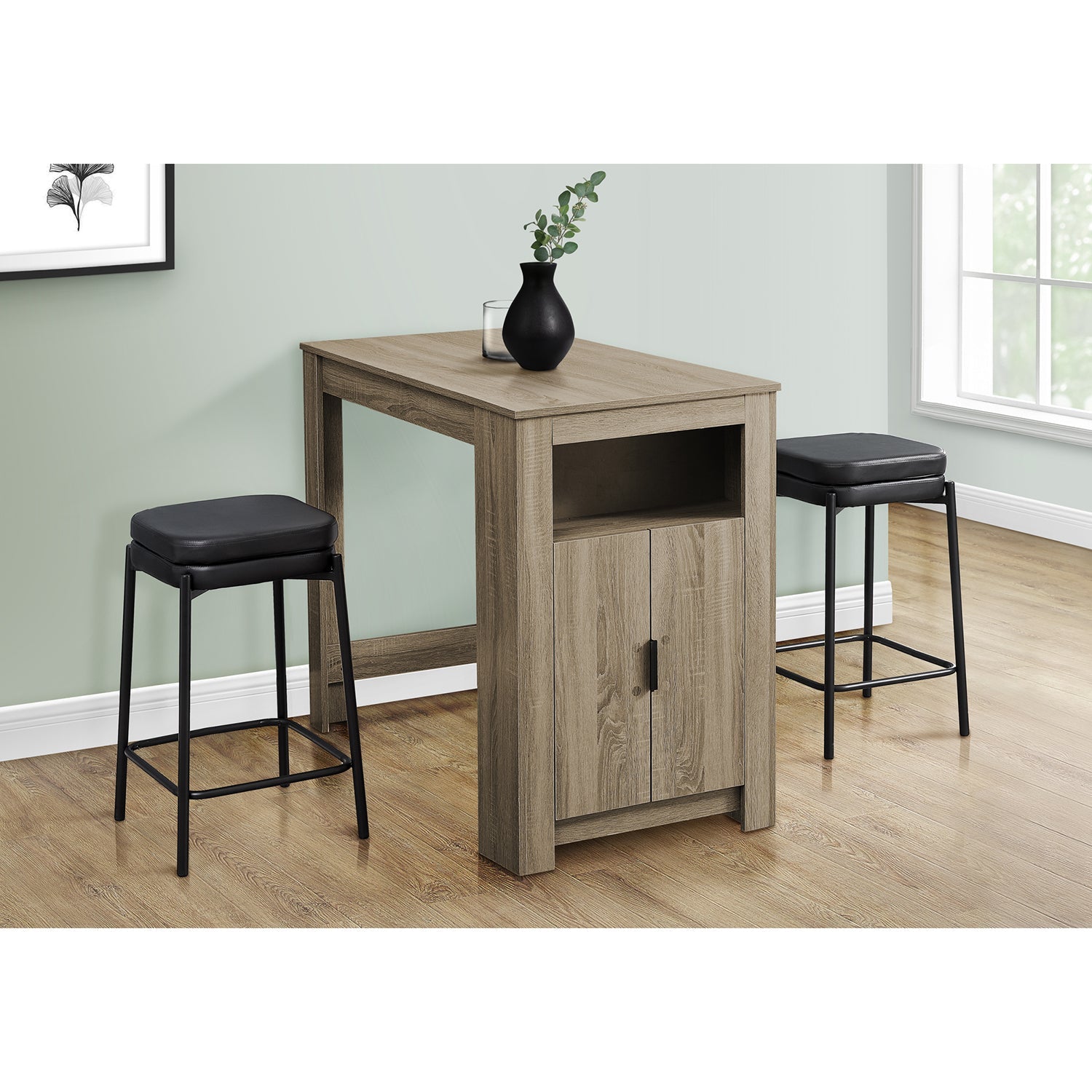 Monarch Specialties I 1203 - Table A Manger, 48" Rectangulaire, Hauteur Du Comptoir, Cuisine, Petit, Rangement, Stratifié Brun, Contemporain, Moderne - Simple Boutique