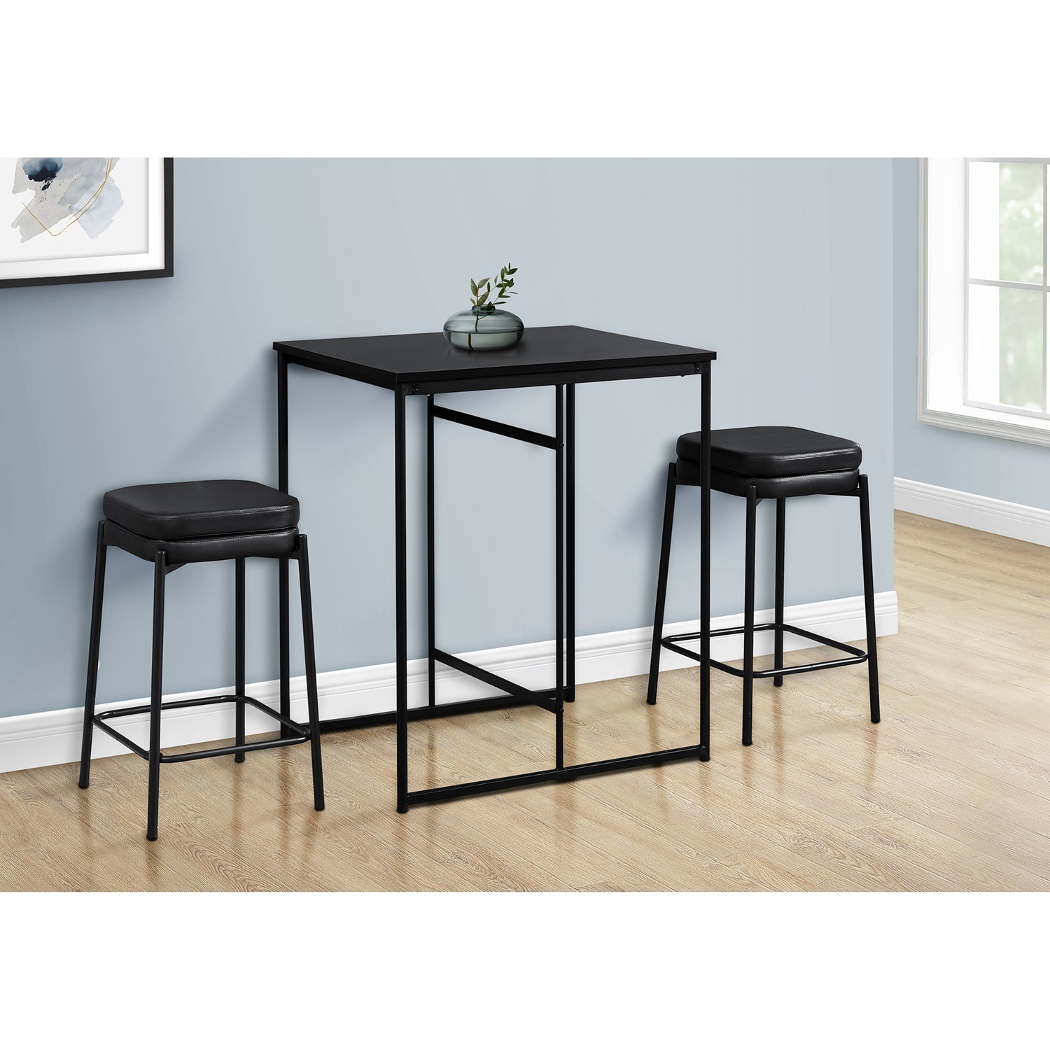 Monarch Specialties I 1240 - Table A Manger, Rectangulaire De 32", Hauteur Du Comptoir, Petit, Dessus En Lamine, Cuisine, Stratifié Noir, Métal Noir, Contemporain, Moderne - Simple Boutique