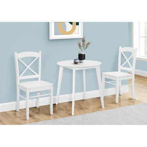 Monarch Specialties I 1321 - Table A Manger, 30" Rond, Petit, Cuisine, Salle À Manger, Vernis Blanc, Jambes En Bois, Transitionnel - Simple Boutique
