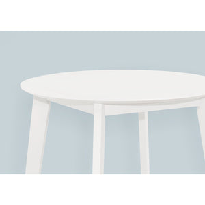 Monarch Specialties I 1321 - Table A Manger, 30" Rond, Petit, Cuisine, Salle À Manger, Vernis Blanc, Jambes En Bois, Transitionnel - Simple Boutique