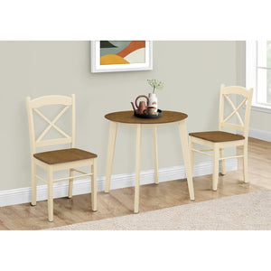 Monarch Specialties I 1326 - Table A Manger, 30"" Rond, Petit, Cuisine, Salle À Manger, Chêne Et Crème, Jambes En Bois, Transitionnel - Simple Boutique