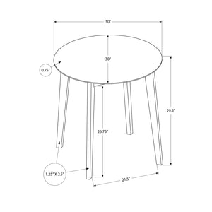 Monarch Specialties I 1326 - Table A Manger, 30"" Rond, Petit, Cuisine, Salle À Manger, Chêne Et Crème, Jambes En Bois, Transitionnel - Simple Boutique