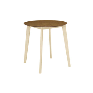 Monarch Specialties I 1326 - Table A Manger, 30"" Rond, Petit, Cuisine, Salle À Manger, Chêne Et Crème, Jambes En Bois, Transitionnel - Simple Boutique