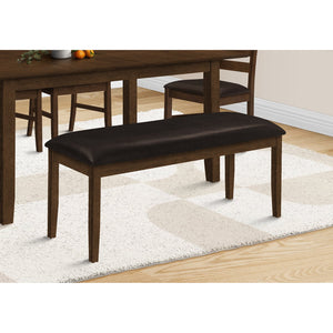 Monarch Specialties I 1373 - Banc Rembourré Rectangulaire de 48 Pouces, Salle À Manger, Entrée, Couloir, Cuisine, Bois Solide Marron, En Cuir Synthétique Marron, Transitionnel - Simple Boutique