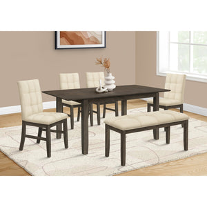Monarch Specialties I 1375 - Table A Manger Rectangulaire De 72 Po., Panneau D'extension 18", Salle À Manger, Cuisine, Top En Placage, Pieds En Bois Massif, Érable Gris Vernis, Jambes En Bois, Transitionnel - Simple Boutique