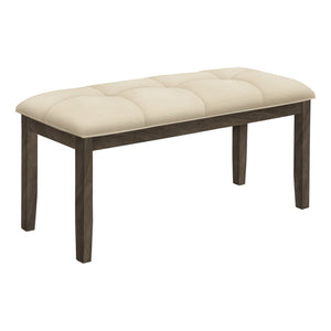 Monarch Specialties I 1377 - Banc Rectangulaires, Salle À Manger, Entrée, Cuisine, Couloir, Rembourré, Bois, Tissu Crème, Transitionnel - Simple Boutique