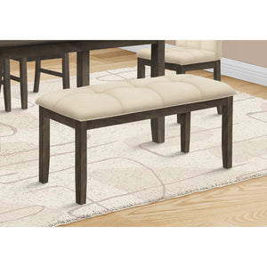 Monarch Specialties I 1377 - Banc Rectangulaires, Salle À Manger, Entrée, Cuisine, Couloir, Rembourré, Bois, Tissu Crème, Transitionnel - Simple Boutique