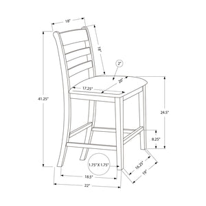 Monarch Specialties I 1382 - Chaise, 44" Hauteur, Hauteur Du Comptoir, Salle À Manger, Cuisine, Ensemble De 2, Rembourré, Coté, Transitionnel - Simple Boutique