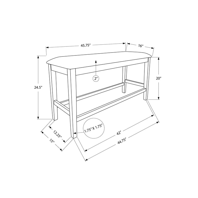 Monarch Specialties I 1383 - Banc, 42" Rectangulaire, Salle À Manger, Cuisine, Rembourré, Bois, Transitionnel - Simple Boutique