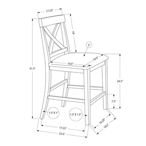 Monarch Specialties I 1388 - Chaise De Salle À Manger, 44" Hauteur, Ensemble De 2, Coté, Rembourré, Hauteur Du Comptoir, Salle À Manger, Cuisine, Noyer Foncé, Aspect Cuir Brun, Transitionnel - Simple Boutique