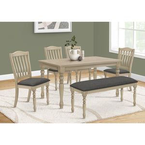 Monarch Specialties I 1390 - Table A Manger, 60" Rectangulaire, Top En Placage, Pieds En Bois Massif, Salle À Manger, Cuisine, Placage Gris Antique, Jambes En Bois, Transitionnel - Simple Boutique