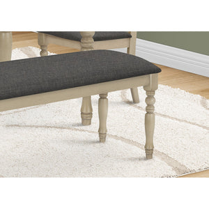 Monarch Specialties I 1393 - Banc Rectangulaire De 48 Pouces., Rembourré, Bois, Entrée, Salle À Manger, Cuisine, Gris Antique, Tissu Gris, Bois Solide Gris, Transitionnel - Simple Boutique