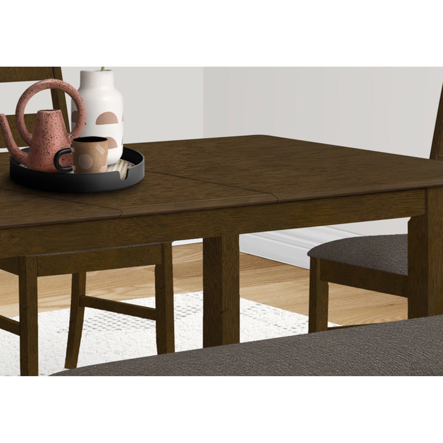 Monarch Specialties I 1395 - Table A Manger Rectangulaire De 72 Po., Panneau D'extension 18", Top En Placage, Pieds En Bois Massif, Salle À Manger, Cuisine, Veneer Marron, Jambes En Bois, Transitionnel - Simple Boutique