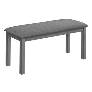 Monarch Specialties I 1433 - Banc, 42" Rectangulaire, Bois, Rembourré, Salle À Manger, Cuisine, Entrée, Gris, Transitionnel - Simple Boutique