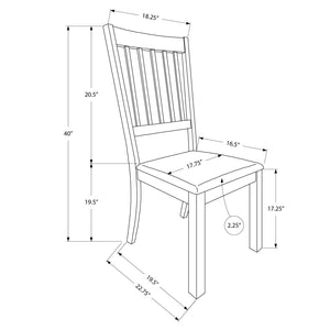 Monarch Specialties I 1434 - Chaise, Lot De 2, Côté, Rembourré, Cuisine, Salle À Manger, Tissu Gris, Cadre En Bois Gris, Transitionnel - Simple Boutique