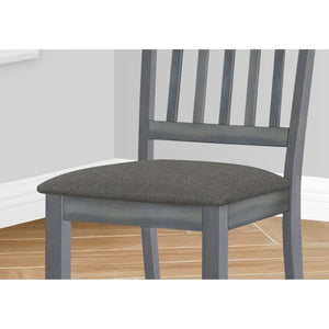 Monarch Specialties I 1434 - Chaise, Lot De 2, Côté, Rembourré, Cuisine, Salle À Manger, Tissu Gris, Cadre En Bois Gris, Transitionnel - Simple Boutique