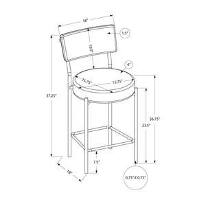 Monarch Specialties I 2246 - Tabouret De Bar, Hauteur Du Comptoir, Ensemble De 2, Cuisine, Tissu Gris, Métal Noir, Contemporain, Moderne - Simple Boutique