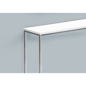 Monarch Specialties I 2256 - Table D'appoint, Console, Entrée, Étroit, Sofa, Salon, Chambre À Coucher, Laminé Blanc, Métal Gris, Contemporain, Moderne - Simple Boutique