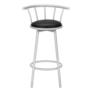 Monarch Specialties I 2399 - Tabouret De Bar, Lot De 2, Pivotant, Hauteur Bar, Métal Gris, Apparence De Cuir Noir, Contemporain, Moderne - Simple Boutique
