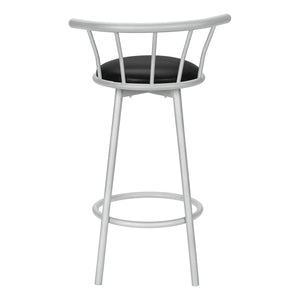 Monarch Specialties I 2399 - Tabouret De Bar, Lot De 2, Pivotant, Hauteur Bar, Métal Gris, Apparence De Cuir Noir, Contemporain, Moderne - Simple Boutique