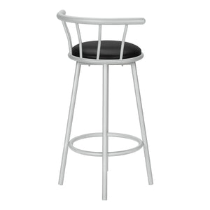 Monarch Specialties I 2399 - Tabouret De Bar, Lot De 2, Pivotant, Hauteur Bar, Métal Gris, Apparence De Cuir Noir, Contemporain, Moderne - Simple Boutique
